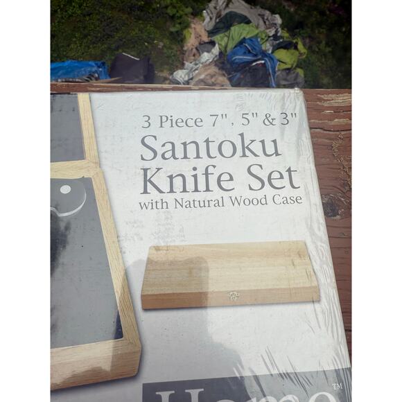 Sterling Home 3 Piece Santoku Knife Set with Natural Wood Case - Picture 5 of 9